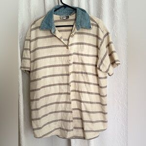 Krazy Kat(18/20)Cream and Blue Casual Button Down Shirt